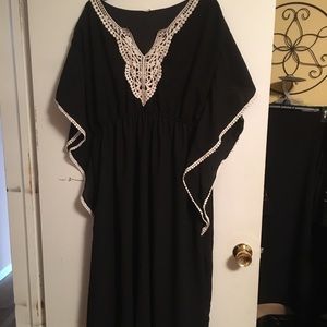Crochet and black full length dress
